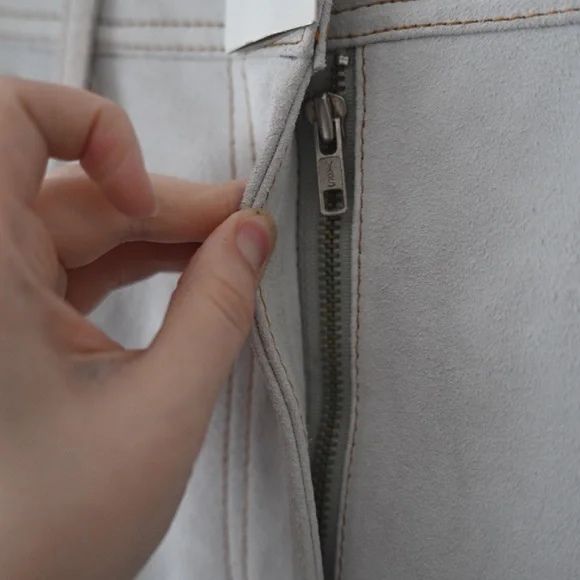 Vintage NWT Braefair Women's Sm Genuine Leather Set - Skirt & Vest White Suede - Picture 7 of 16